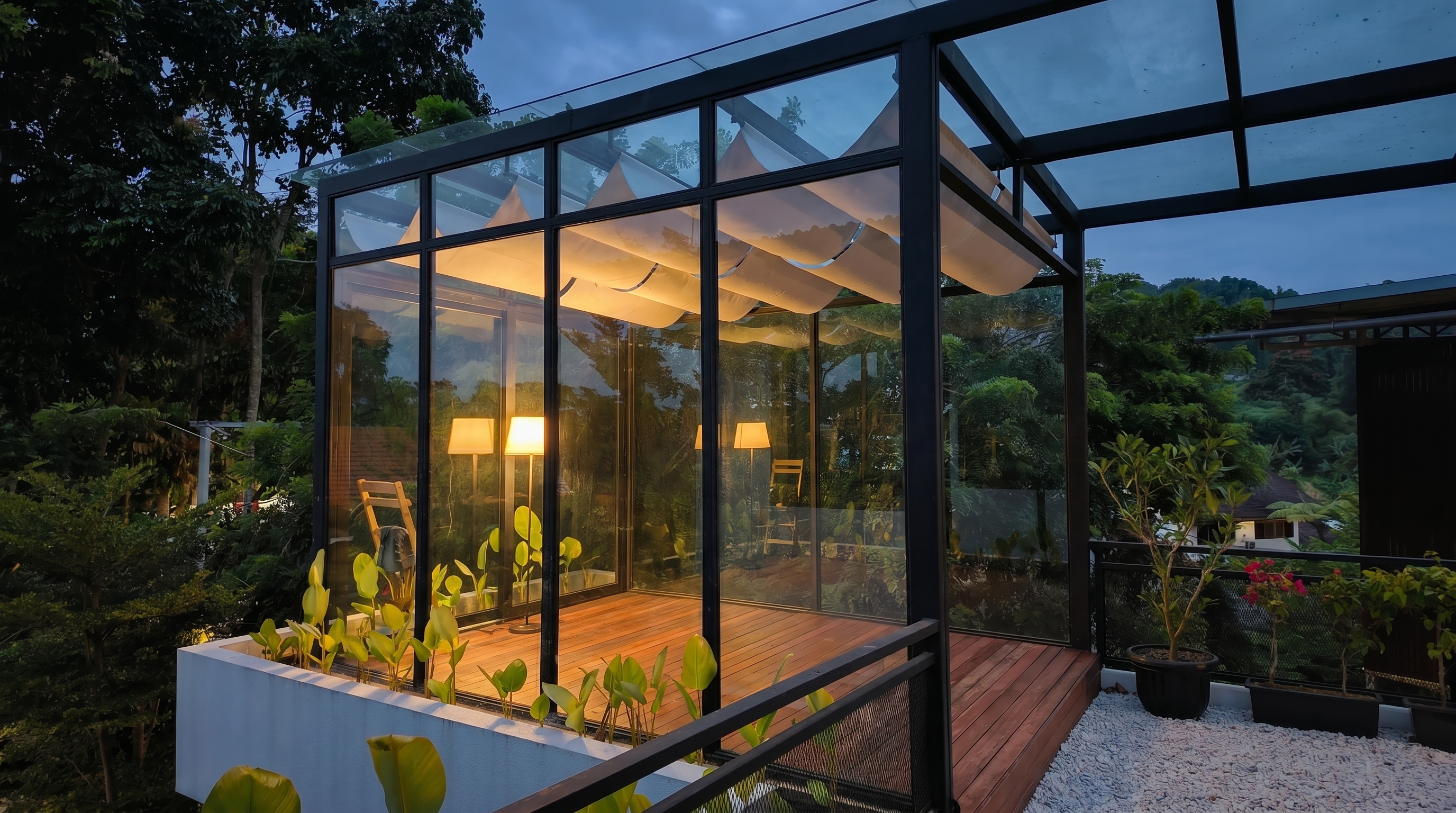 Glass pavilion view